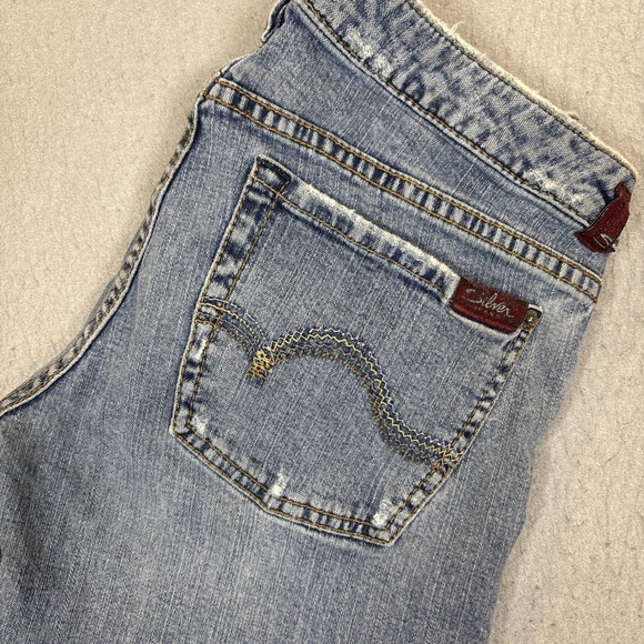 Silver Jeans Denim - Silver Jeans Prism 31/31 Distressed Y2K Bootcut Flare Bell Bottom Low Rise